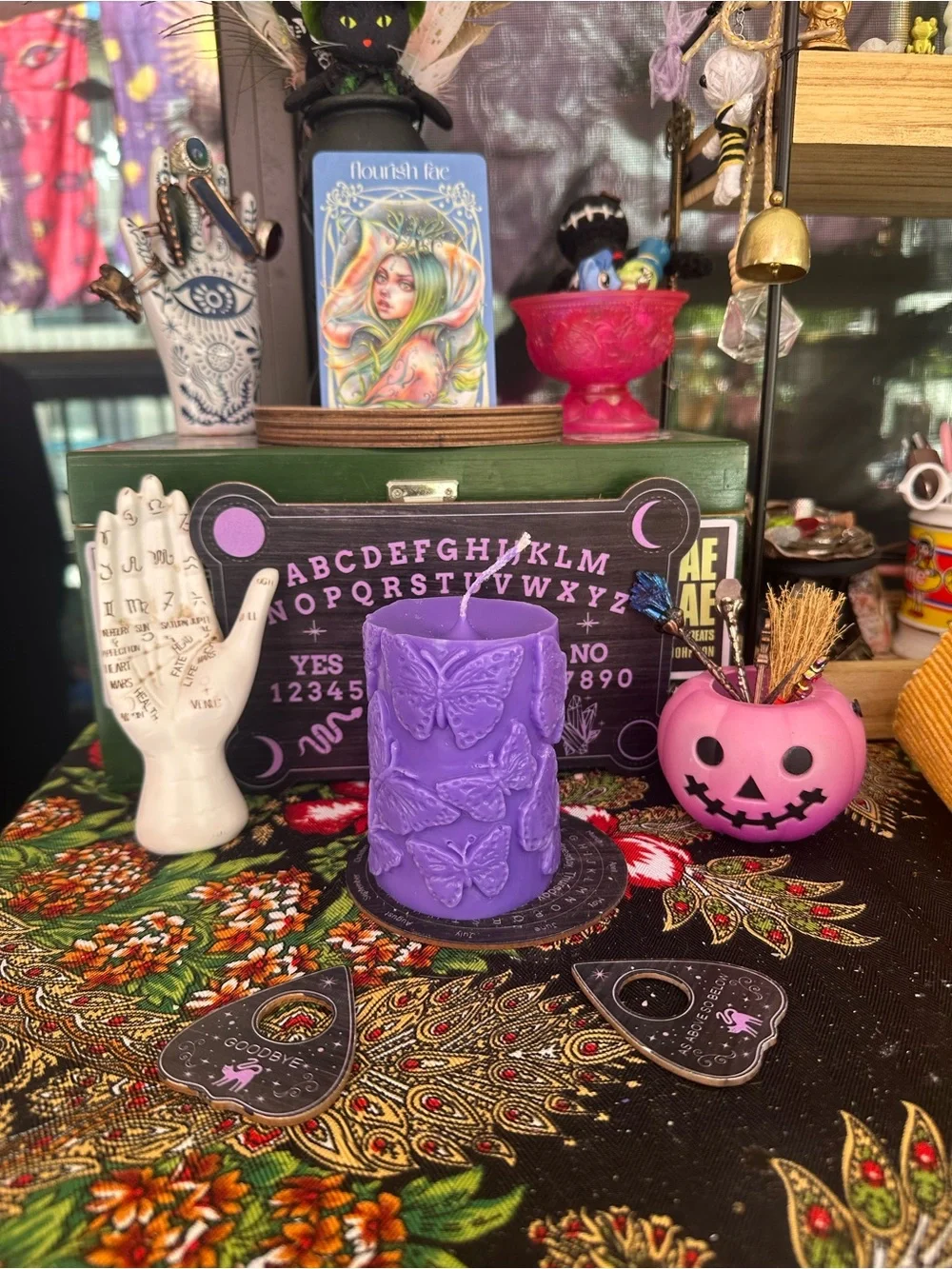 Purple Butterfly Pillar Candle | Lavender Butterfly Candle | Cottagecore Decor